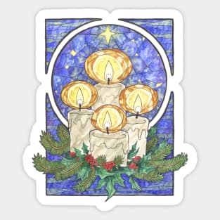 Winter Offering of Holly Berries and Pine Yule Art Nouveau Spirits of Winter Series Sticker